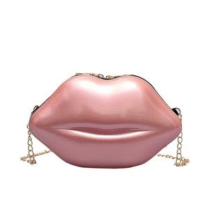 NWOT - Pink Lips Crossbody Shoulder Clutch Bag - 5.51 x 9.05 inches